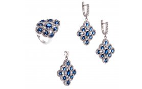 Osmanlı Mavi Topaz Taşlı Takı Set