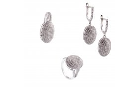 Yuvarlak Etrafı Zirkon Taşlarla Kaplı Set